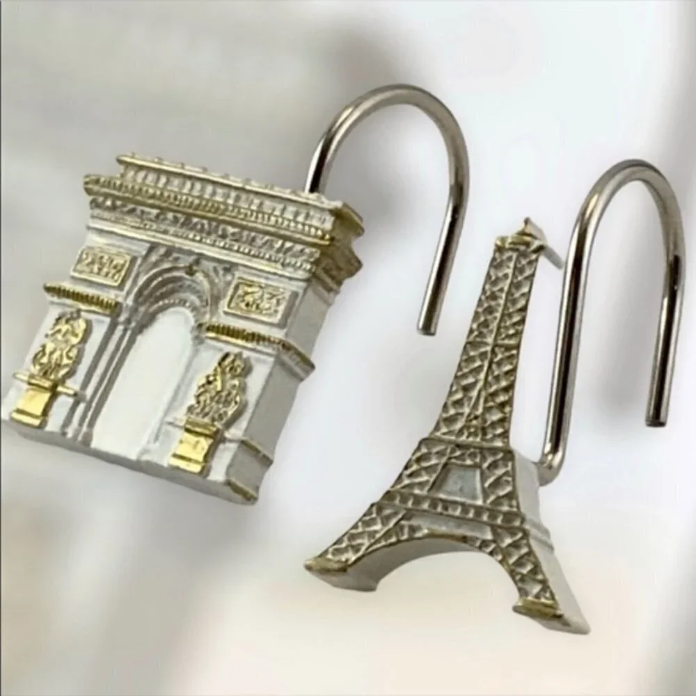 Paris Toothbrush Holder Arc de Triomphe Parisian French Ceramic Decor White Gold